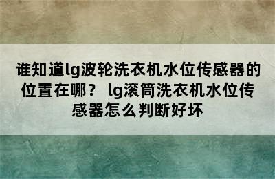 谁知道lg波轮洗衣机水位传感器的位置在哪？ lg滚筒洗衣机水位传感器怎么判断好坏